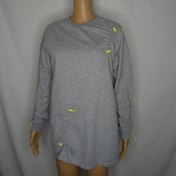 ASOS Multi Cinch Ties Sweater Tunic Grey Neon Sz 4 Pullover - Picture 1 of 9